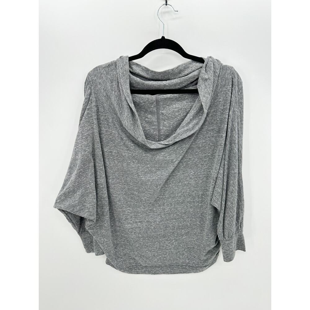 Free People‎ Charcoal Gray Sequoia Top Off Shoulder Loose Fit Shirt Women Small
